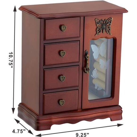 ROUND RICH DESIGN Solid Wooden Jewelry Box Makeup and Organizer - Picture 4 of 7